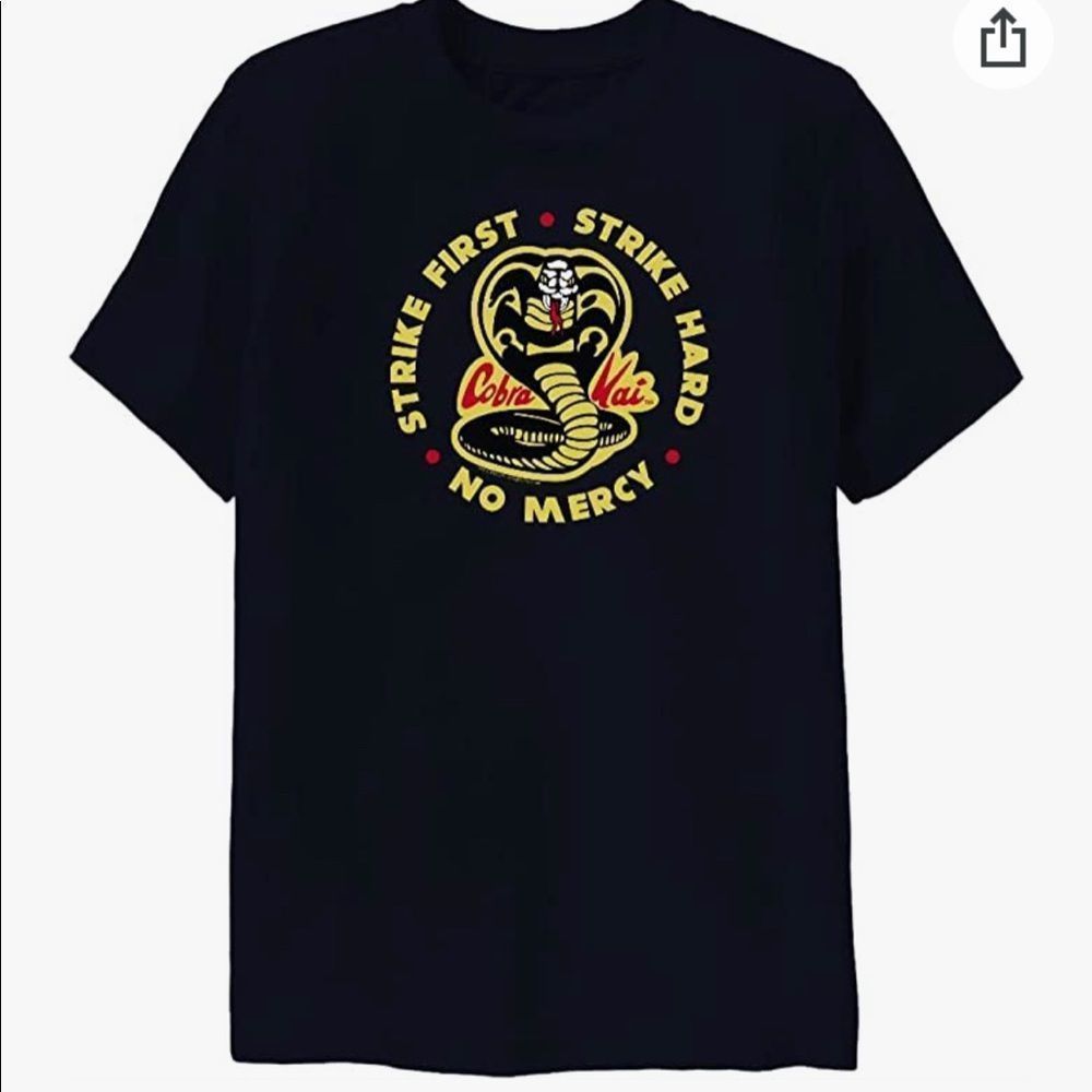 •COBRA KAI•NWOT KARATE KID “STRIKE FIRST STRIKE HARD” UNISEX T-SHIRT. SIZE SMALL